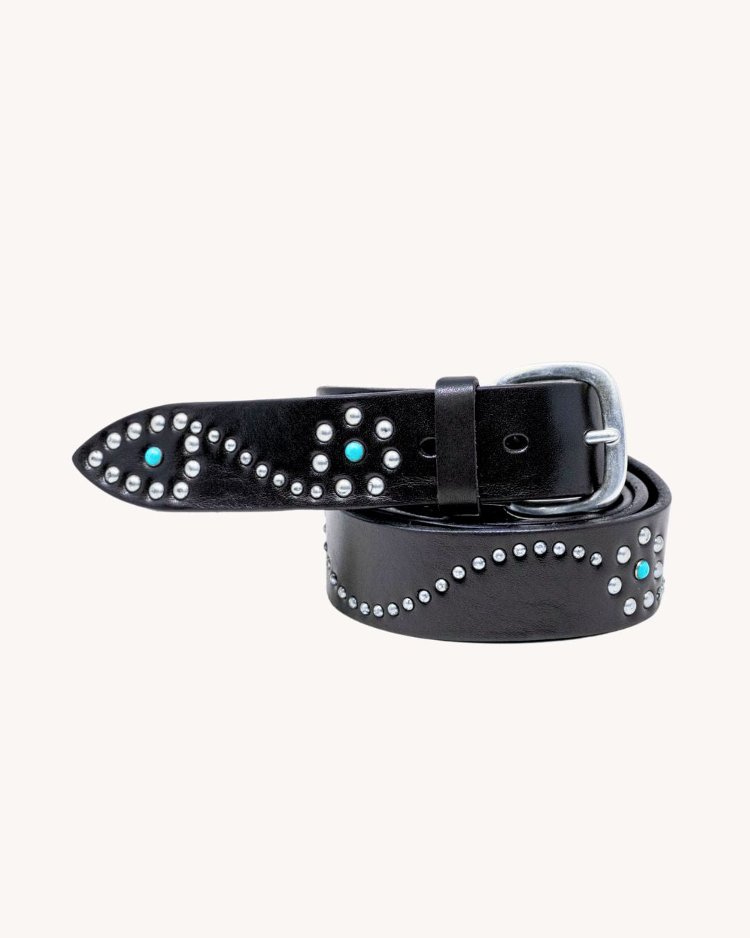 Cintura in vero cuoio e borchie a fiore